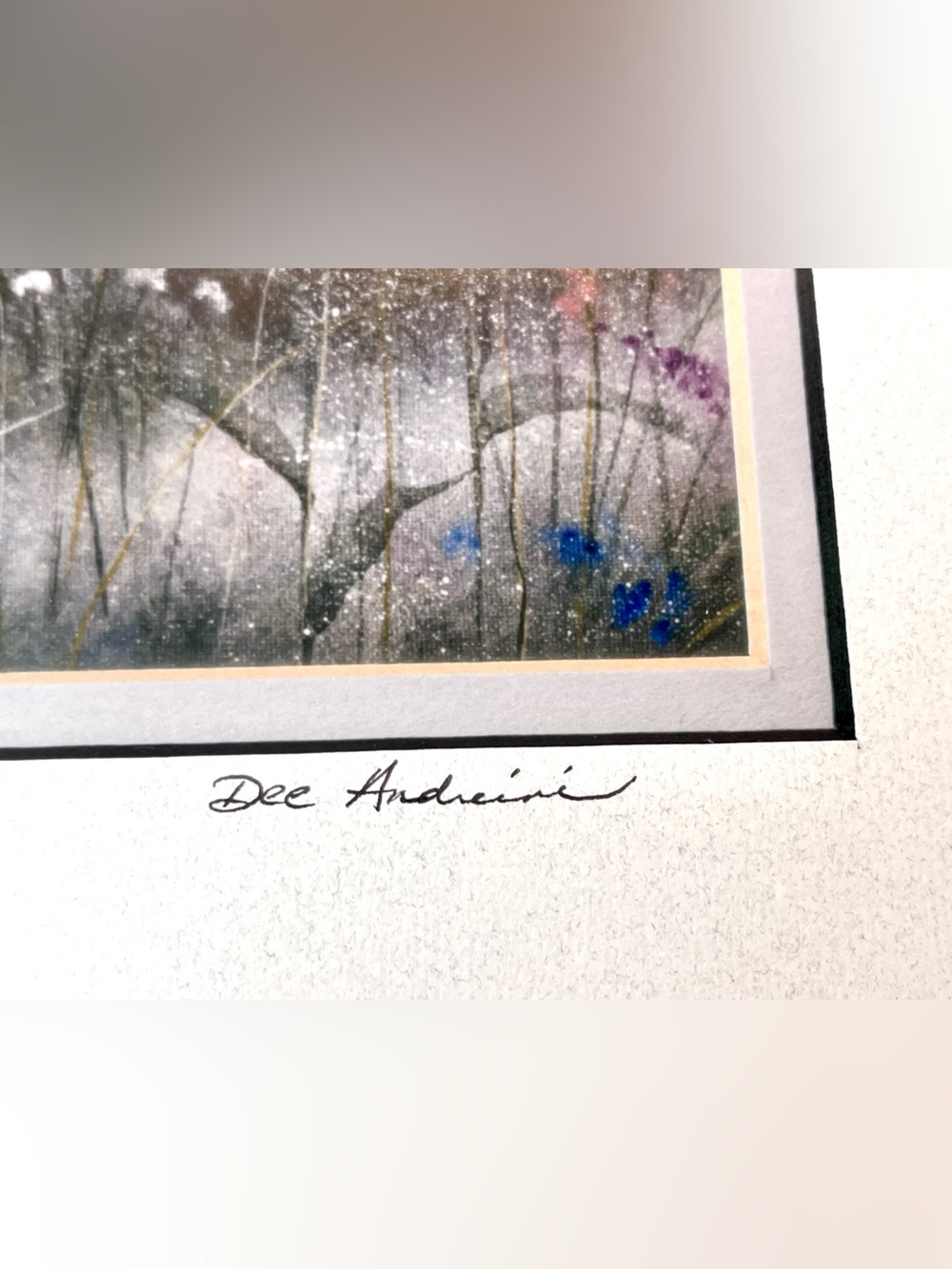 Dee Andreini Harmony Lithograph COA Vintage Signed Numbered Forest Wood Frame - Picture 3 of 7
